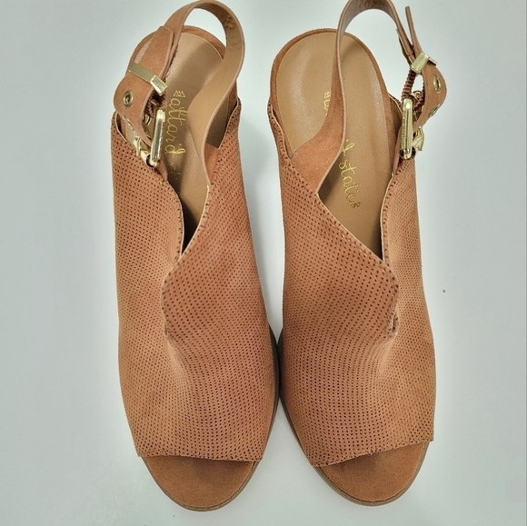 Altar'd State Faux Suede Peep Toe Sling Back Shooties - Picture 2 of 9